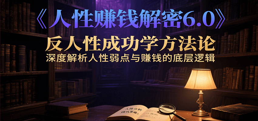 图片[1]摄影摄像-剪辑后期-编剧导演课程人性赚钱解密6.0，反人性成功学方法论，深度解析人性弱点与赚钱的底层逻辑摄影摄像-剪辑后期-编剧导演课程影视课程众筹