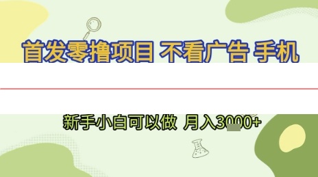 首发零撸项目 不看广告 手机可做 新手小白可以做 &nbsp;月入3k+【揭秘】